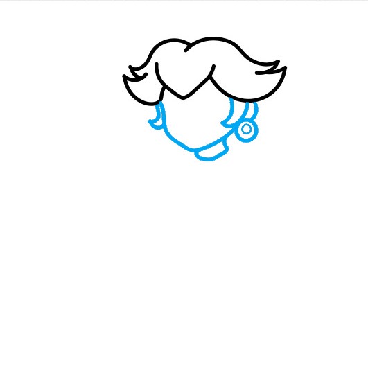 Hướng dẫn vẽ Công chúa đào ngồi chống tay lên cằm - Bước 2