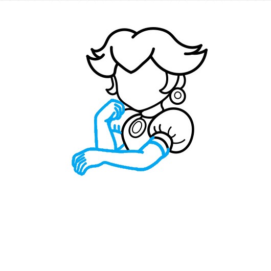 Hướng dẫn vẽ Công chúa đào ngồi chống tay lên cằm - Bước 4