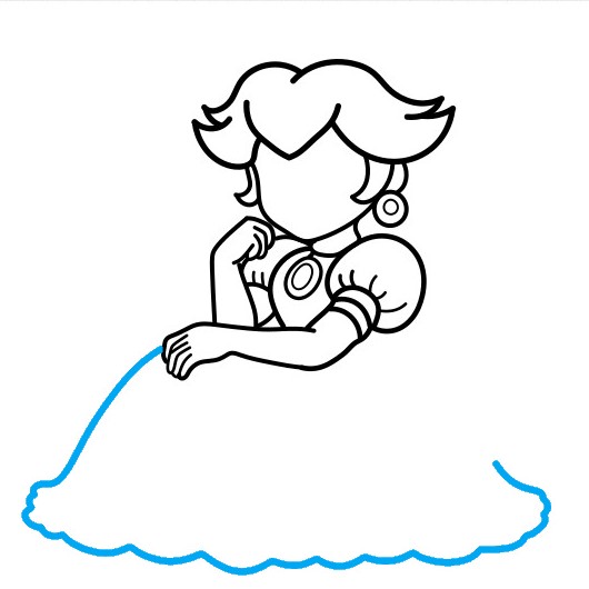 Hướng dẫn vẽ Công chúa đào ngồi chống tay lên cằm - Bước 5