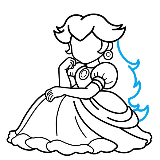 Hướng dẫn vẽ Công chúa đào ngồi chống tay lên cằm - Bước 8