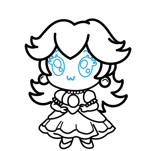 Hướng dẫn vẽ Công chúa đào chibi - Bước 5