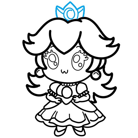 Hướng dẫn vẽ Công chúa đào chibi - Bước 6