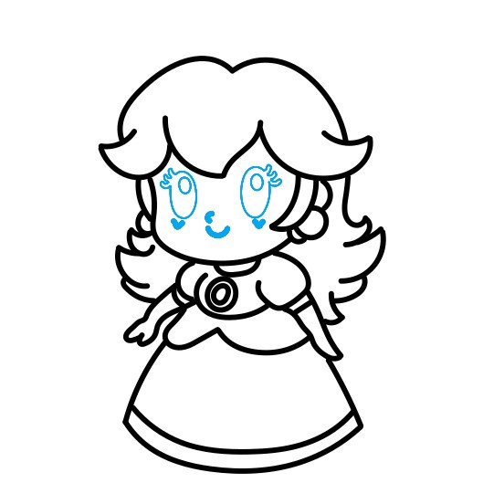 Hướng dẫn vẽ Công chúa đào đáng yêu - Bước 8