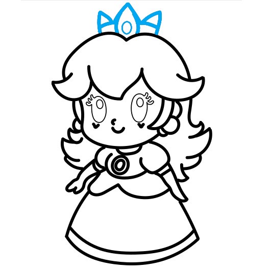 Hướng dẫn vẽ Công chúa đào đáng yêu - Bước 9