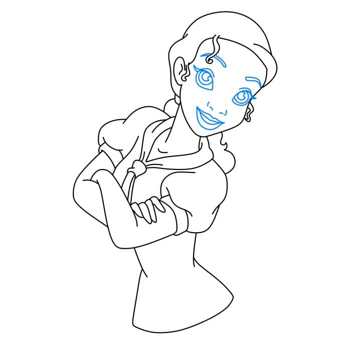 Hướng dẫn cách vẽ công chúa Tiana xinh đẹp và đơn giản cho bé - Bước 6