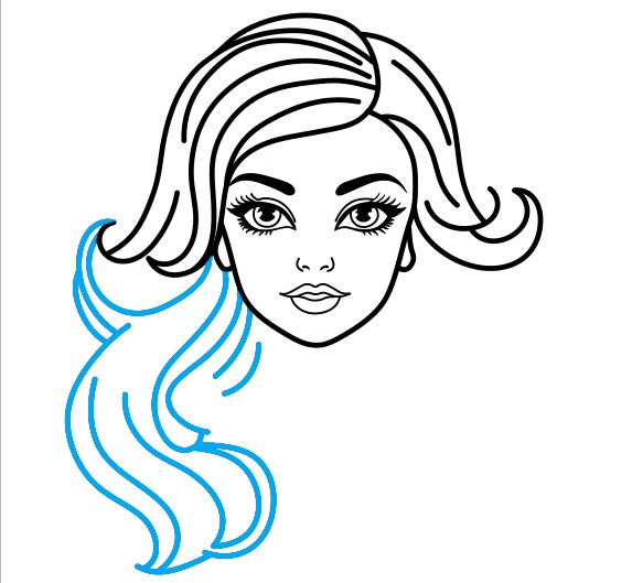 Hướng dẫn vẽ đầu của Barbie - Bước 6