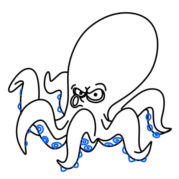 Hướng dẫn vẽ chú bạch tuộc đang tức giận - Bước 3