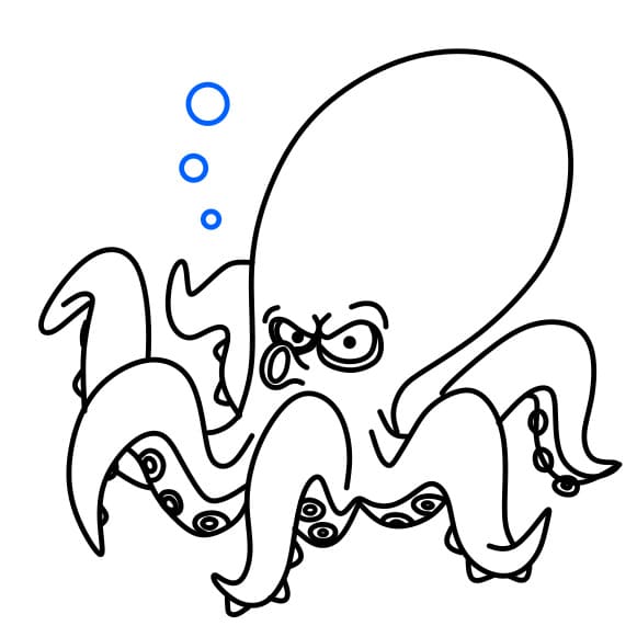 Hướng dẫn vẽ chú bạch tuộc đang tức giận - Bước 4
