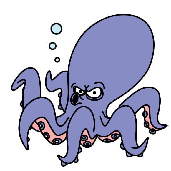 Hướng dẫn vẽ chú bạch tuộc đang tức giận - Bước 5