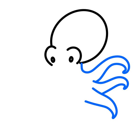 Hướng dẫn vẽ chú bạch tuộc màu tím - Bước 3