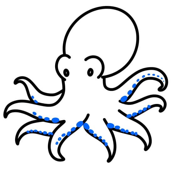 Hướng dẫn vẽ chú bạch tuộc màu tím - Bước 4