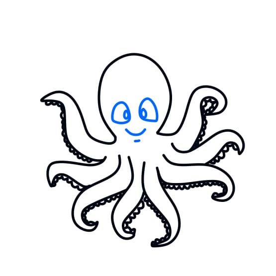 Hướng dẫn vẽ chú bạch tuộc đơn giản - Bước 3