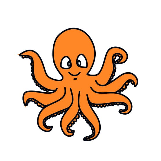 Hướng dẫn vẽ chú bạch tuộc đơn giản - Bước 4