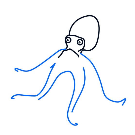 Hướng dẫn vẽ loài bạch tuộc khổng lồ - Bước 3