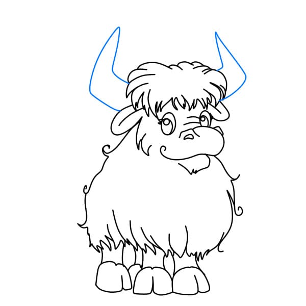 Hướng dẫn cách vẽ chú bò Tây Tạng đơn giản và đẹp cho bé - Bước 6