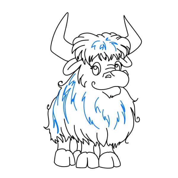 Hướng dẫn cách vẽ chú bò Tây Tạng đơn giản và đẹp cho bé - Bước 7