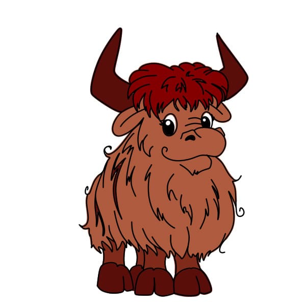 Hướng dẫn cách vẽ chú bò Tây Tạng đơn giản và đẹp cho bé - Bước 8