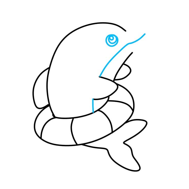 Hướng dẫn vẽ dễ dàng : Cá heo - Bước 5