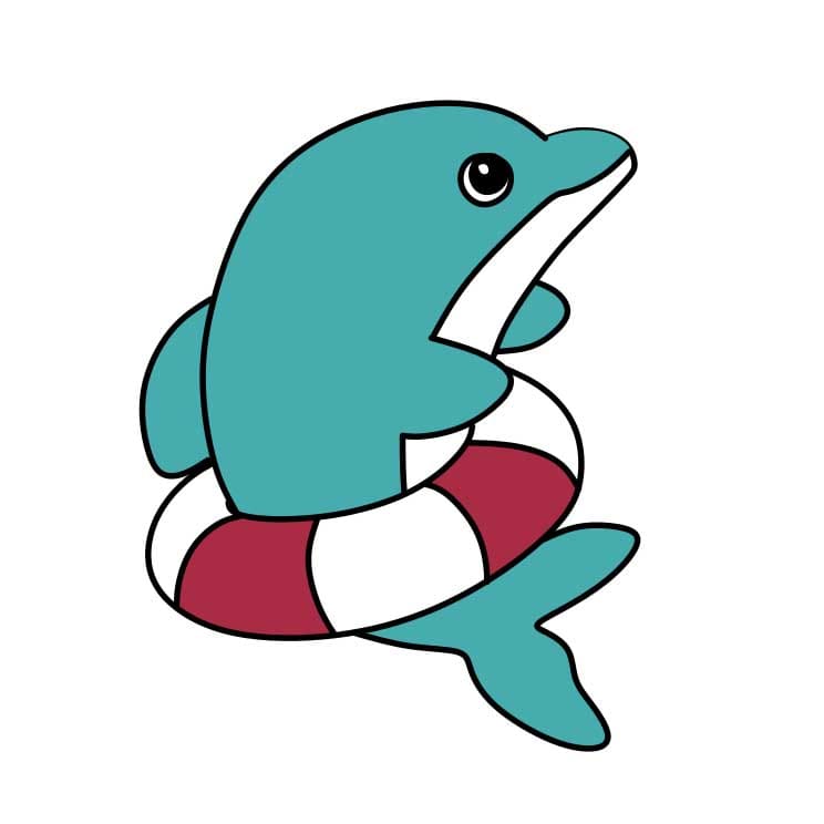 Hướng dẫn vẽ dễ dàng : Cá heo - Bước 6