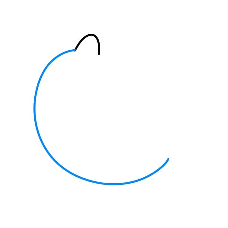 Hướng dẫn vẽ cá heo đang chơi cùng quả bóng cho bé - Bước 2