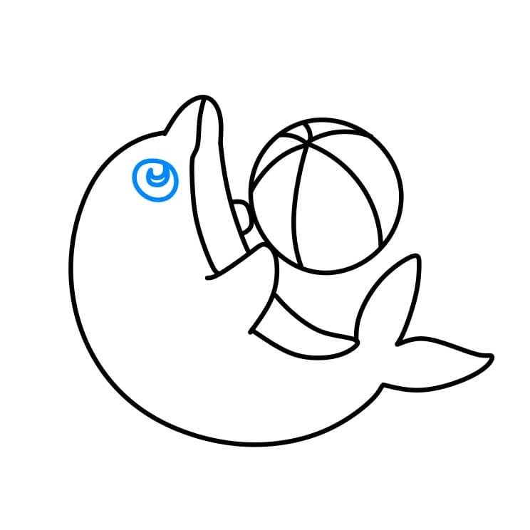 Hướng dẫn vẽ cá heo đang chơi cùng quả bóng cho bé - Bước 5