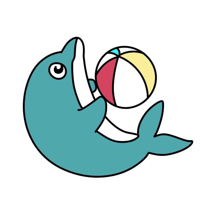 Hướng dẫn vẽ cá heo đang chơi cùng quả bóng cho bé