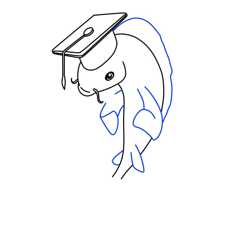 Hướng dẫn vẽ chú cá koi đi tốt nghiệp - Bước 7