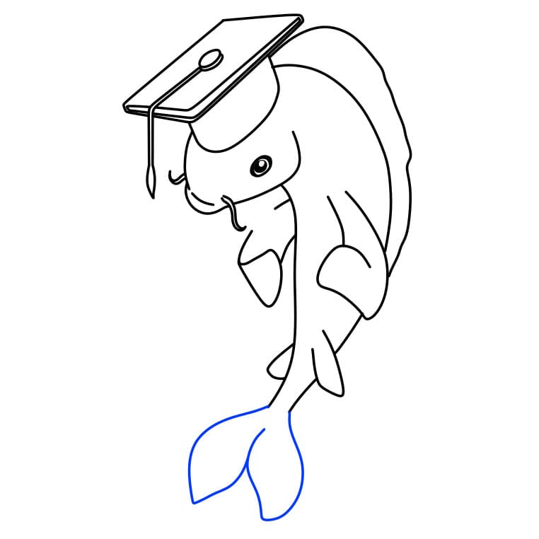 Hướng dẫn vẽ chú cá koi đi tốt nghiệp - Bước 8