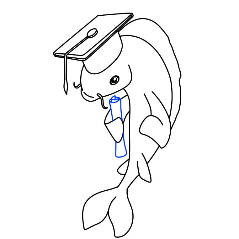 Hướng dẫn vẽ chú cá koi đi tốt nghiệp - Bước 9