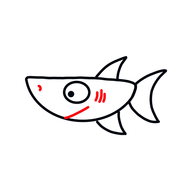 Hướng dẫn vẽ cá mập đơn giản mà đẹp cho bé - Bước 5