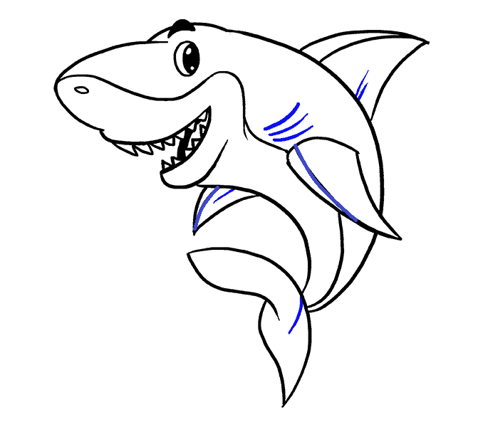 Hướng dẫn cách vẽ con cá mập đơn giản cho bé - Bước 10