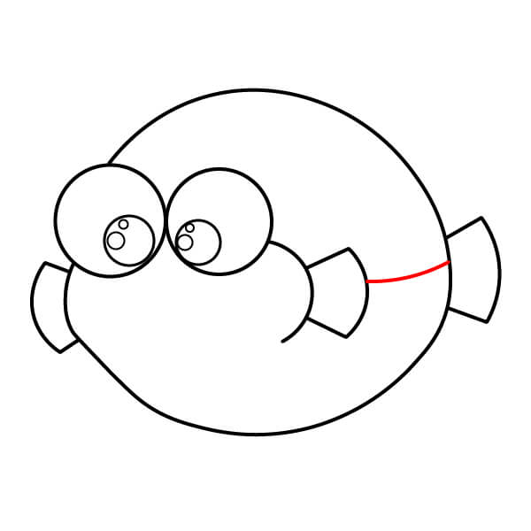 Hướng dẫn vẽ cá nóc từng bước dành cho trẻ em - Phân chia các phần trên thân