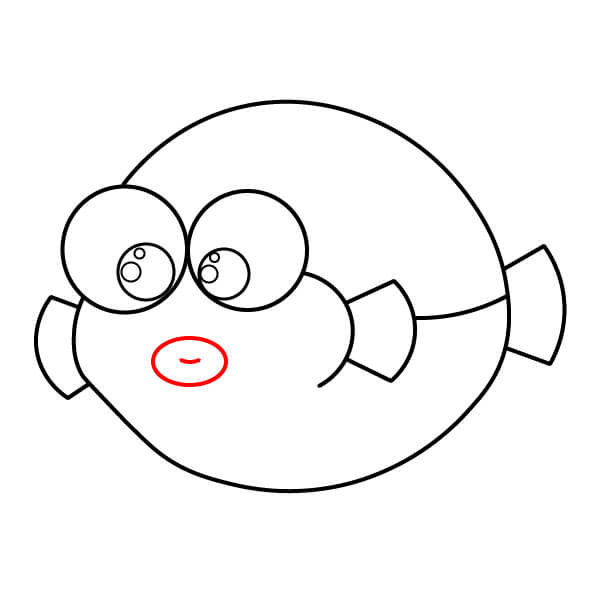 Hướng dẫn vẽ cá nóc từng bước dành cho trẻ em - Vẽ miệng