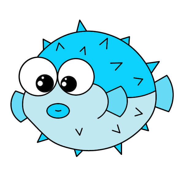 Hướng dẫn vẽ cá nóc từng bước dành cho trẻ em - Tô màu cá nóc