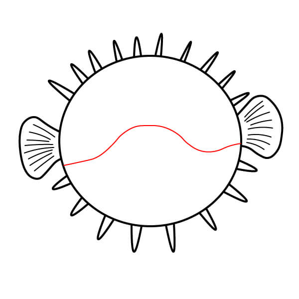 Hướng dẫn vẽ cá nóc dễ thương cho trẻ em - Thêm đường phân chia