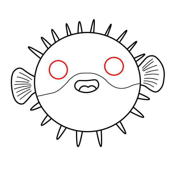 Hướng dẫn vẽ cá nóc dễ thương cho trẻ em - Vẽ mắt và khung miệng