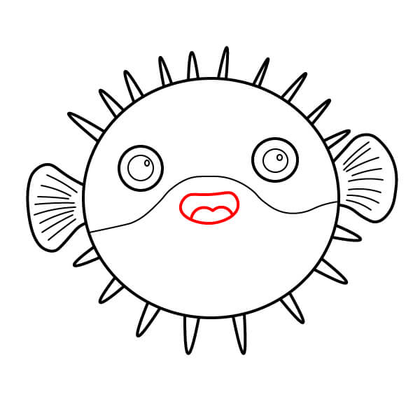 Hướng dẫn vẽ cá nóc dễ thương cho trẻ em - Hoàn thiện miệng