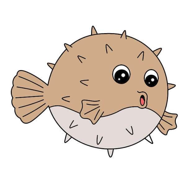 Vẽ tranh cá nóc vui nhộn và đơn giản dành cho trẻ em - Tô màu cá nóc