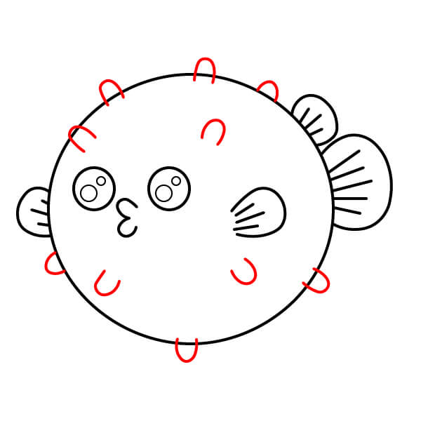 Hướng dẫn dành cho trẻ em: Vẽ một chú cá nóc đáng yêu - Thêm gai tròn và họa tiết