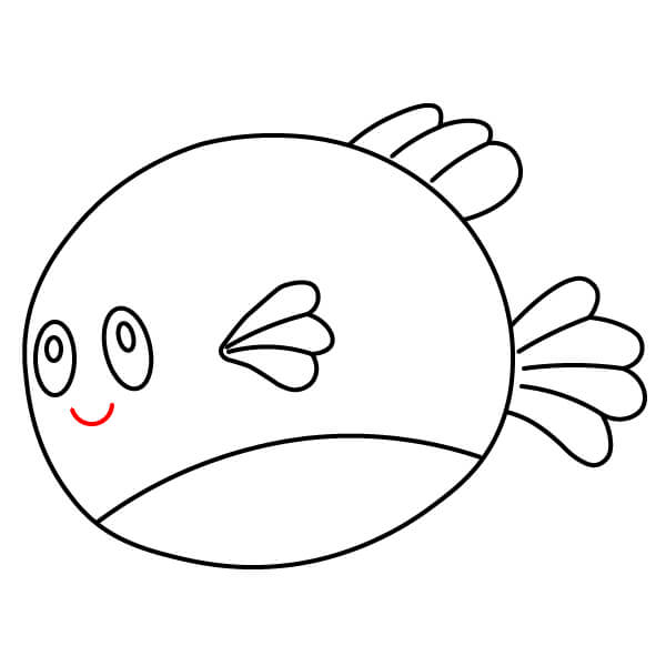 Học cách vẽ một chú cá nóc vui vẻ chỉ trong vài phút. - Vẽ miệng