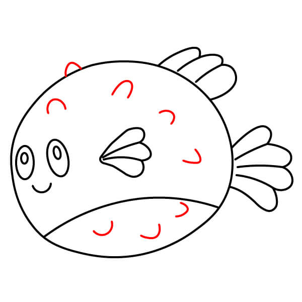 Học cách vẽ một chú cá nóc vui vẻ chỉ trong vài phút. - Thêm họa tiết bề mặt