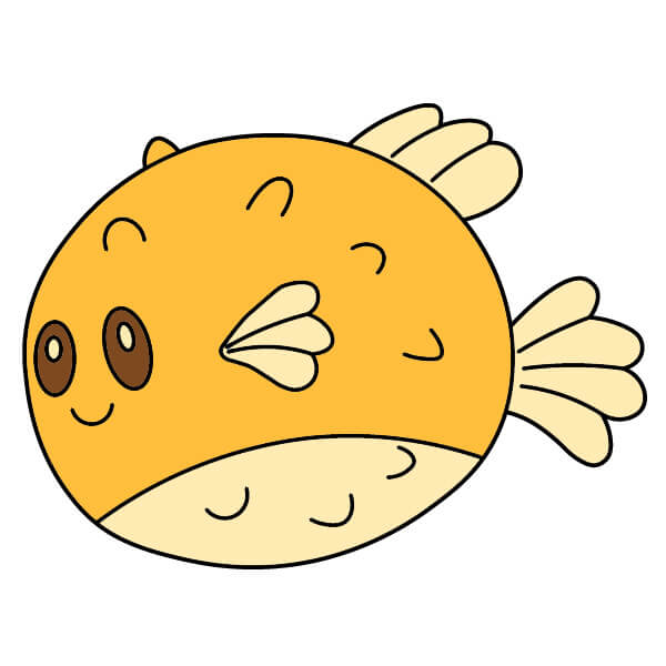 Học cách vẽ một chú cá nóc vui vẻ chỉ trong vài phút. - Tô màu cá