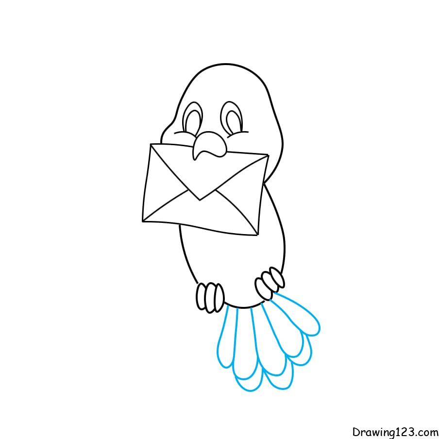 Cách vẽ chim bồ câu dễ dàng từng bước - Bước 6