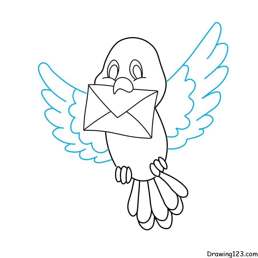 Cách vẽ chim bồ câu dễ dàng từng bước - Bước 7