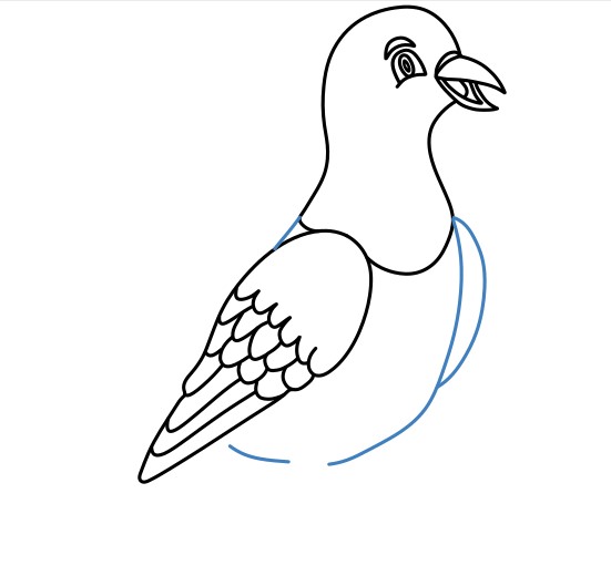 Hướng dẫn vẽ chú chim bồ câu vui vẻ. - Bước 7