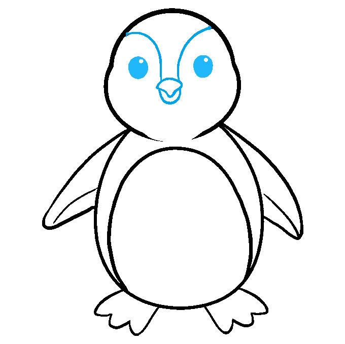 Hướng dẫn cách vẽ chú chim cánh cụt đáng yêu và dễ thương cho bé - Bước 6