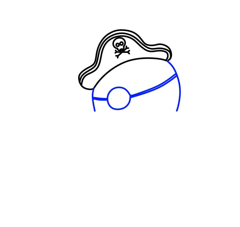Hướng dẫn vẽ chú chim cánh cụt hóa thân thành cướp biển - Bước 2