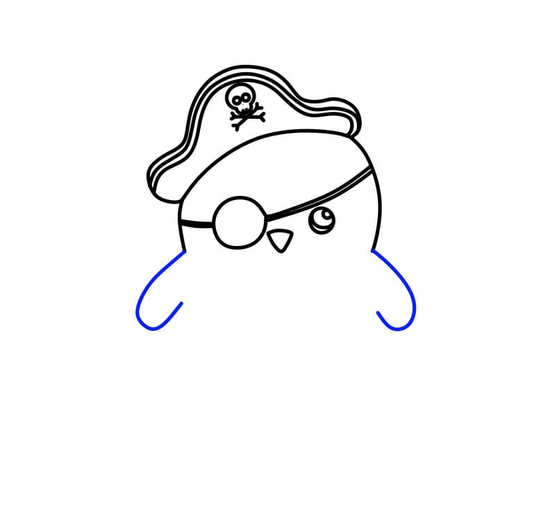 Hướng dẫn vẽ chú chim cánh cụt hóa thân thành cướp biển - Bước 5