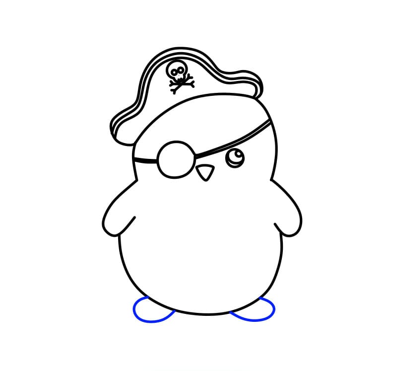 Hướng dẫn vẽ chú chim cánh cụt hóa thân thành cướp biển - Bước 7