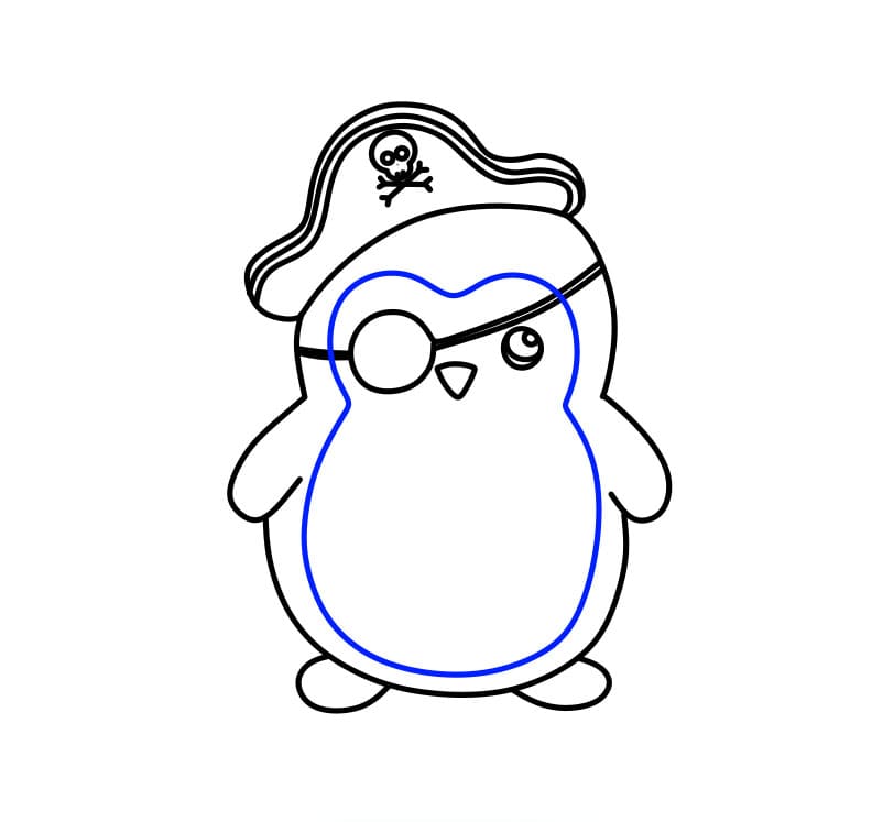 Hướng dẫn vẽ chú chim cánh cụt hóa thân thành cướp biển - Bước 8